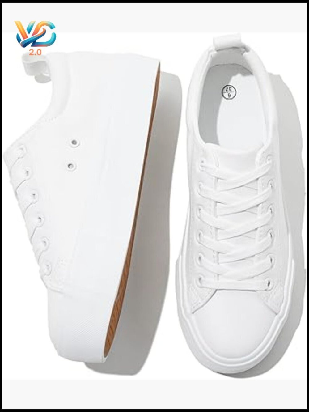 PU Leather Platform Sneakers Lace-Up Walking Shoes Casual Comfortable